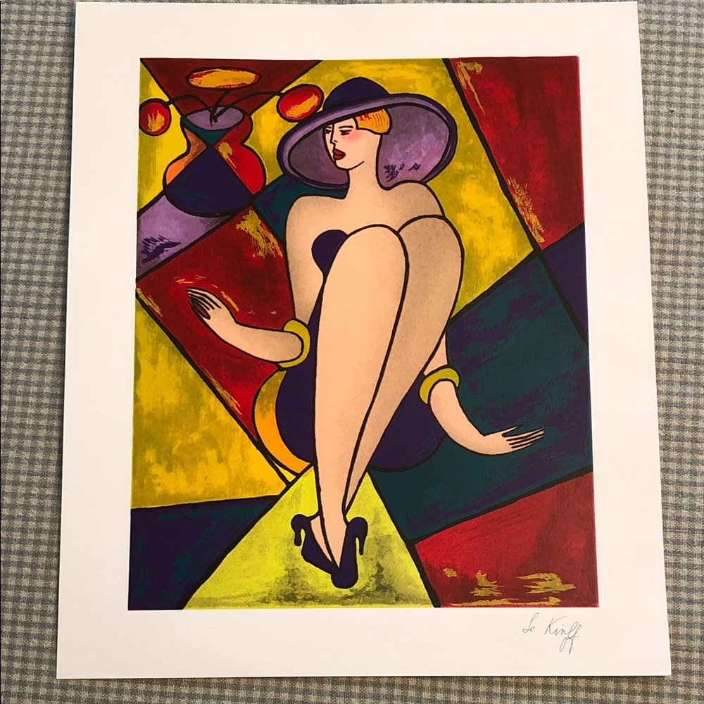 Debbie by Linda LeKinff 1998 Serigraph Signed COA Cubist Woman Portrait #907
